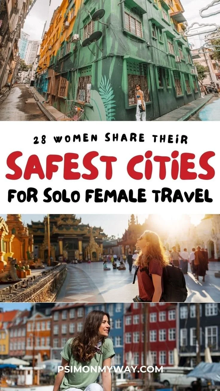 Map of the safest cities for solo female travelers according to women bloggers