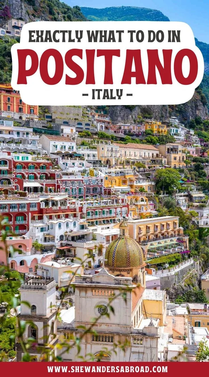 Beautiful view of Positano, Italy showcasing the colorful cliffside houses and Mediterranean coast.