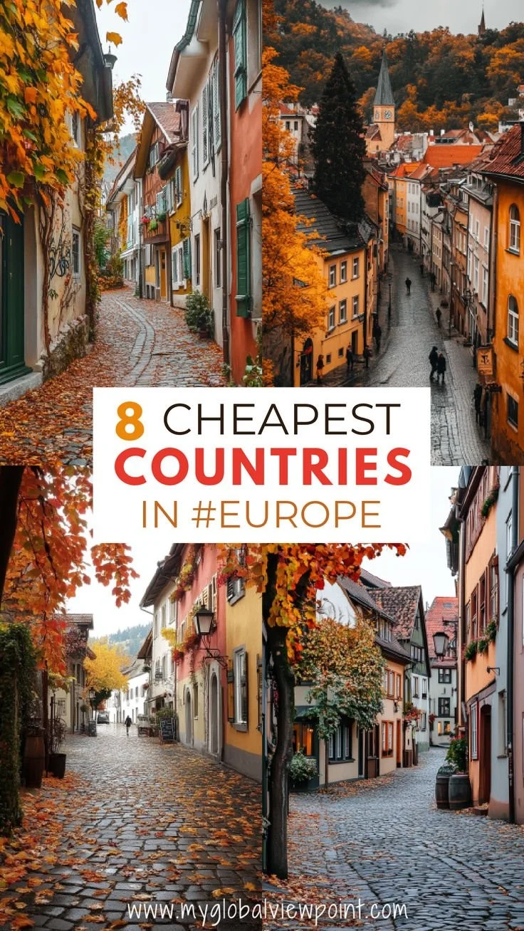 Map of the cheapest countries in Europe to visit