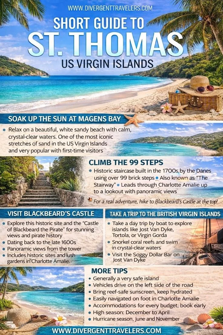 Scenic view of St. Thomas in the US Virgin Islands with turquoise waters